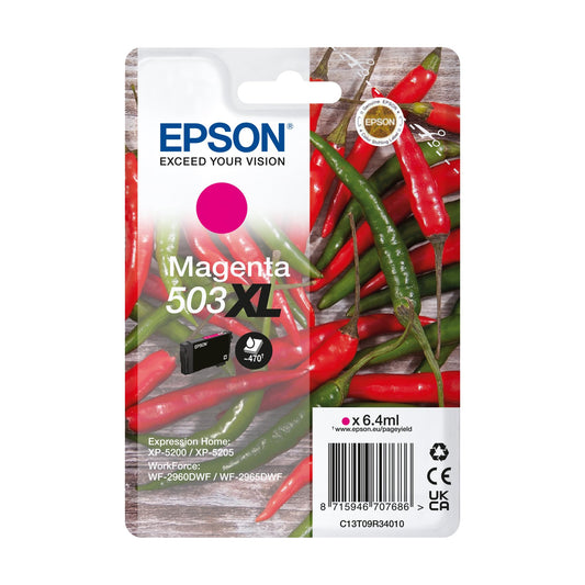 Epson 503XL Magenta Ink - High-capacity, compatible with XP-5200, XP-5205, WF-2960DWF, WF-2965DWF, ReadyPrint Flex pricing.