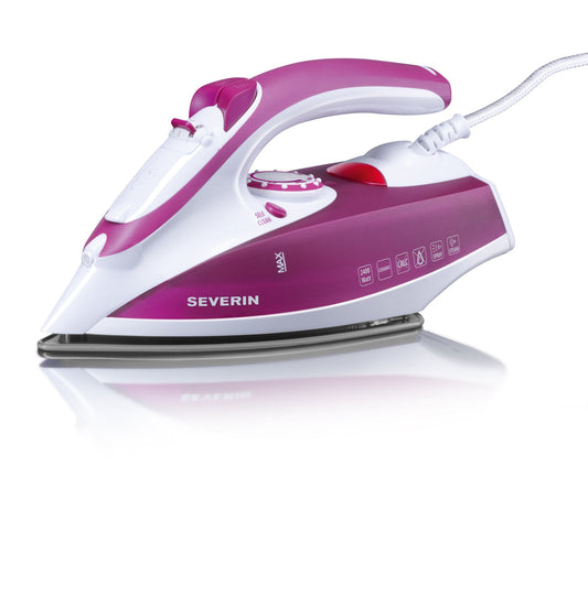 SEVERIN tvaika gludeklis - 2400W, keramikas pārklājums, 70g/min tvaika trieciens, ideāli tvaika un sausai gludināšanai, balts/violets