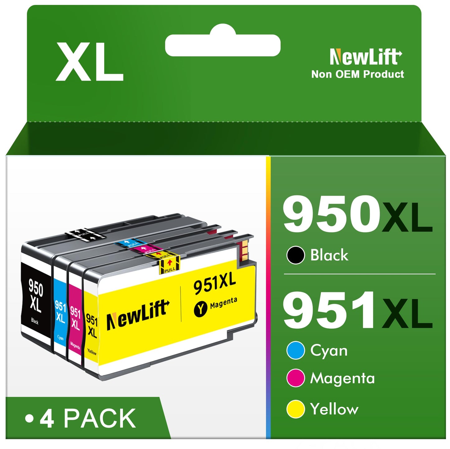 HP 950XL 951XL tintes kasetnes - melna, ciāna, magenta, dzeltena, 4 gab. saderīgas ar Officejet Pro 8610 8600 8100 8620.