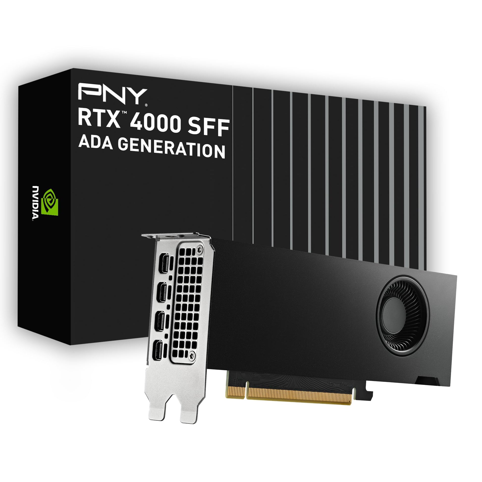 PNY NVIDIA RTX 4000 SFF - 20GB GDDR6, PCIe 4.0, low profile, 4X MiniDisplayPort, 8K support, quiet active cooling