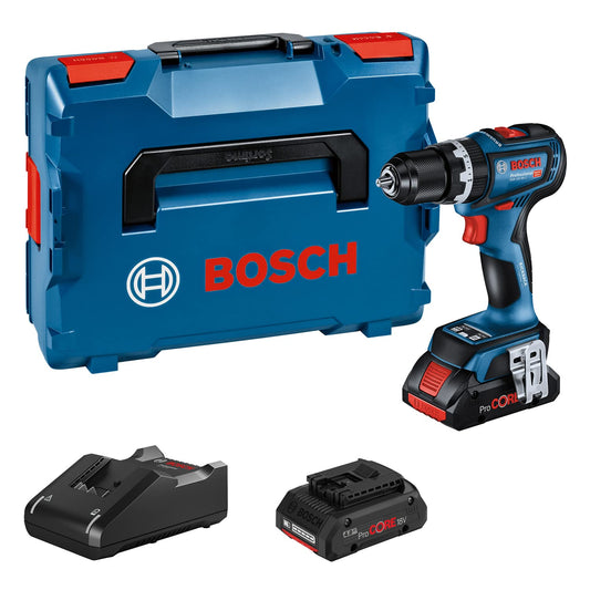 Bosch Professional 18V triecienurbjmašīna GSB 18V-90 C - 2x ProCORE 4.0Ah akumulatori, ātrā lādētājs, L-BOXX