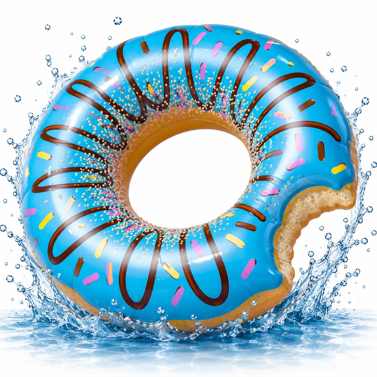 Piepūšams donut peldriņķis blue Ø120 cm ar kumosu, peldriņķis baseinam un ūdenim, pieaugušajiem un bērniem (Donut blue)