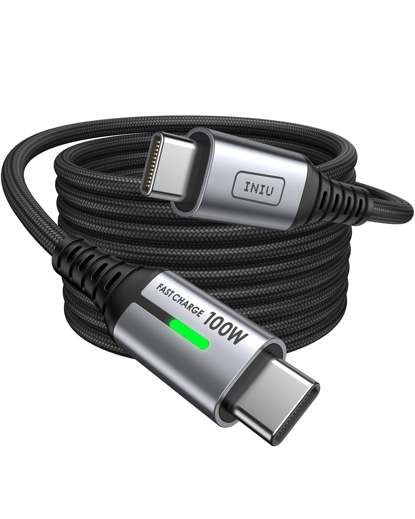 USB-C uz USB-C ātrās uzlādes kabelis INIU, 2 m, 100W, PD3.0, 5A, saderīgs ar iPhone 15, Samsung Galaxy un MacBook