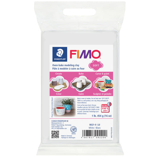 STAEDTLER FIMO soft cepeškrāsnī cietējoša modelēšanas masa, balta, 454 g, 8021
