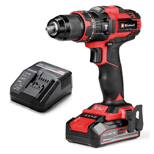 Einhell akumulatora triecienurbjmašīna TE-CD 18/44 Li-i - 18V, 44Nm, 13mm metāla urbjpatrona, 2 ātrumi, 2,5Ah akumulators iekļauts