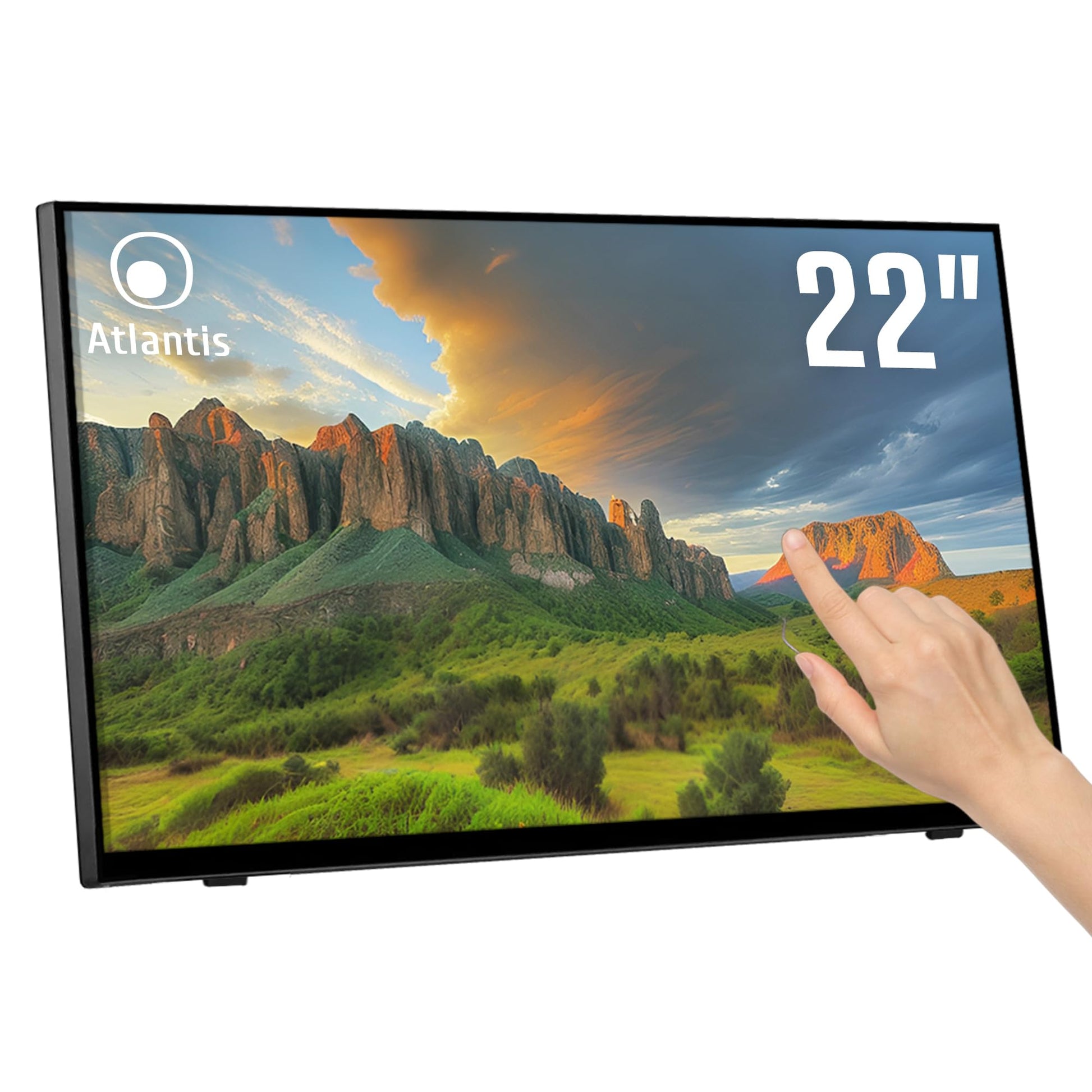 Atlantis A05-T22A-VHDM - 22" Full HD touchscreen monitor, 10-point touch, adjustable tilt, 178° viewing angle, VESA mount.