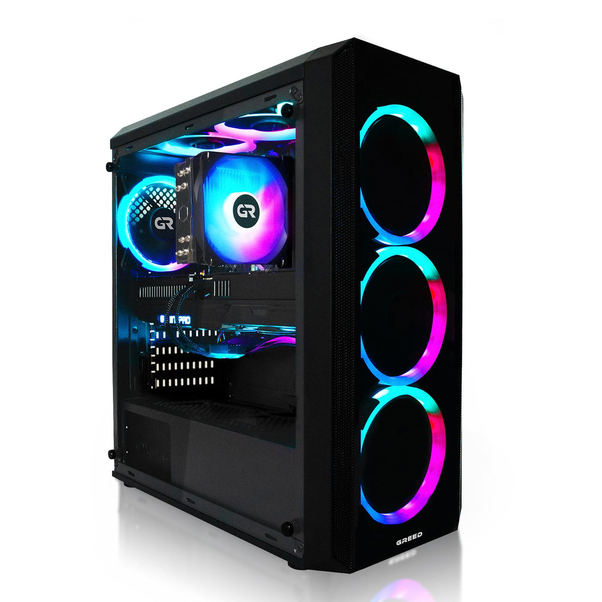 Gaming dators Greed MK2 ar AMD Ryzen 7 5700X un AMD Radeon RX 9060XT 8GB