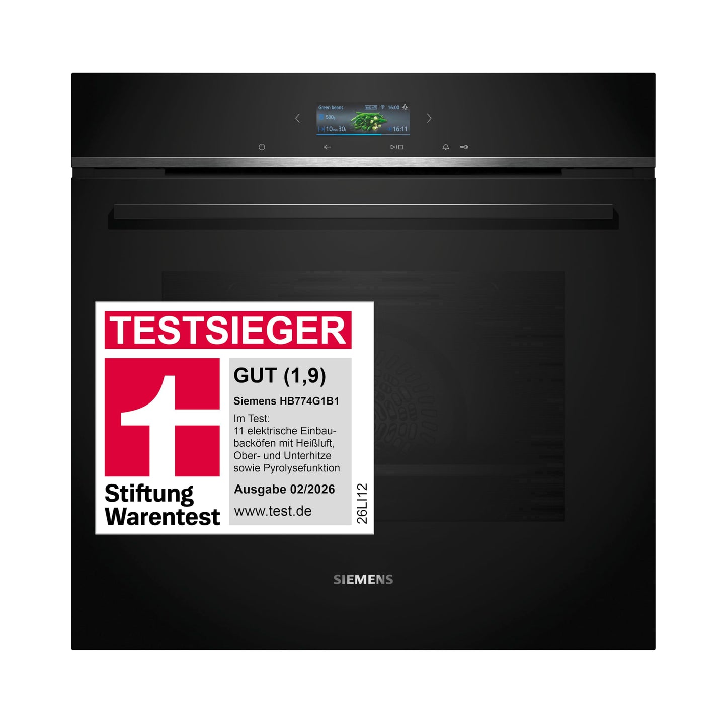 Iebūvējamā cepeškrāsns Siemens iQ700 HB774G1B1, 60 x 60 cm, nerūsējošais tērauds, Smart, activeClean pyrolyze, humidClean hidrolīze, Air Fry, automātiskās programmas, skārienekrāns