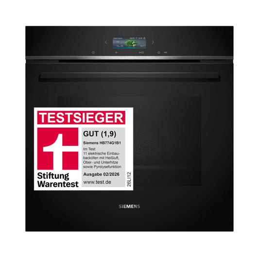 Iebūvējamā cepeškrāsns Siemens iQ700 HB774G1B1, 60 x 60 cm, nerūsējošais tērauds, Smart, activeClean pyrolyze, humidClean hidrolīze, Air Fry, automātiskās programmas, skārienekrāns