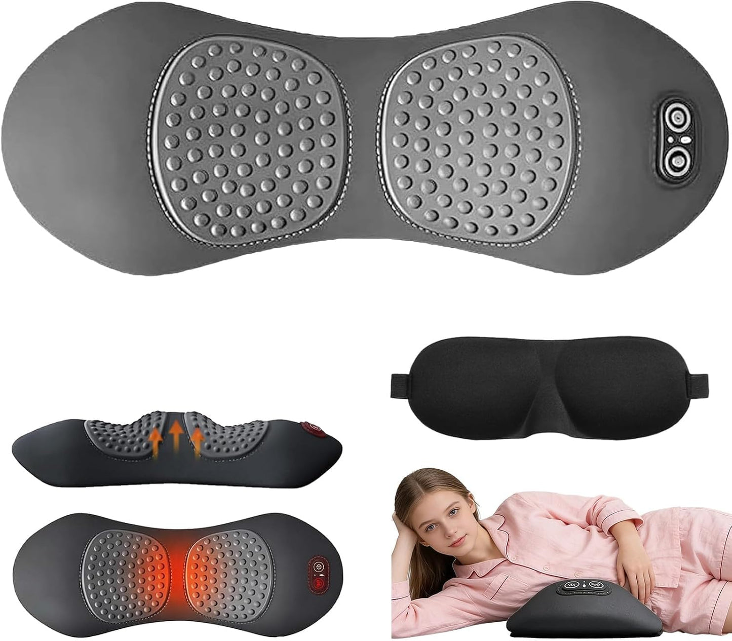 Masāžas spilvens mugurai Curosleep Triple Fusion, pelēks, 3-in-1 ar vibrāciju, sildīšanu un gaisa spilvenu