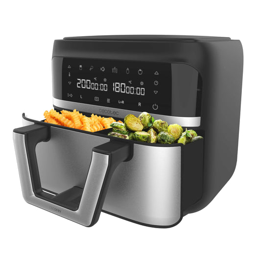 Cecotec CecoFry Advance Double - 9L, 2850W, compact, digital, oil-free fryer with dual baskets and PerfectCook technology.
