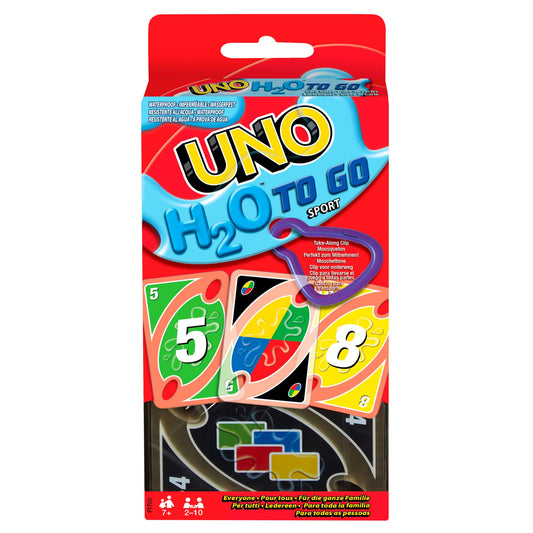 Mattel Games UNO H2O to Go, ūdensizturīgas kārtis, 2–10 spēlētājiem, no 7 gadiem