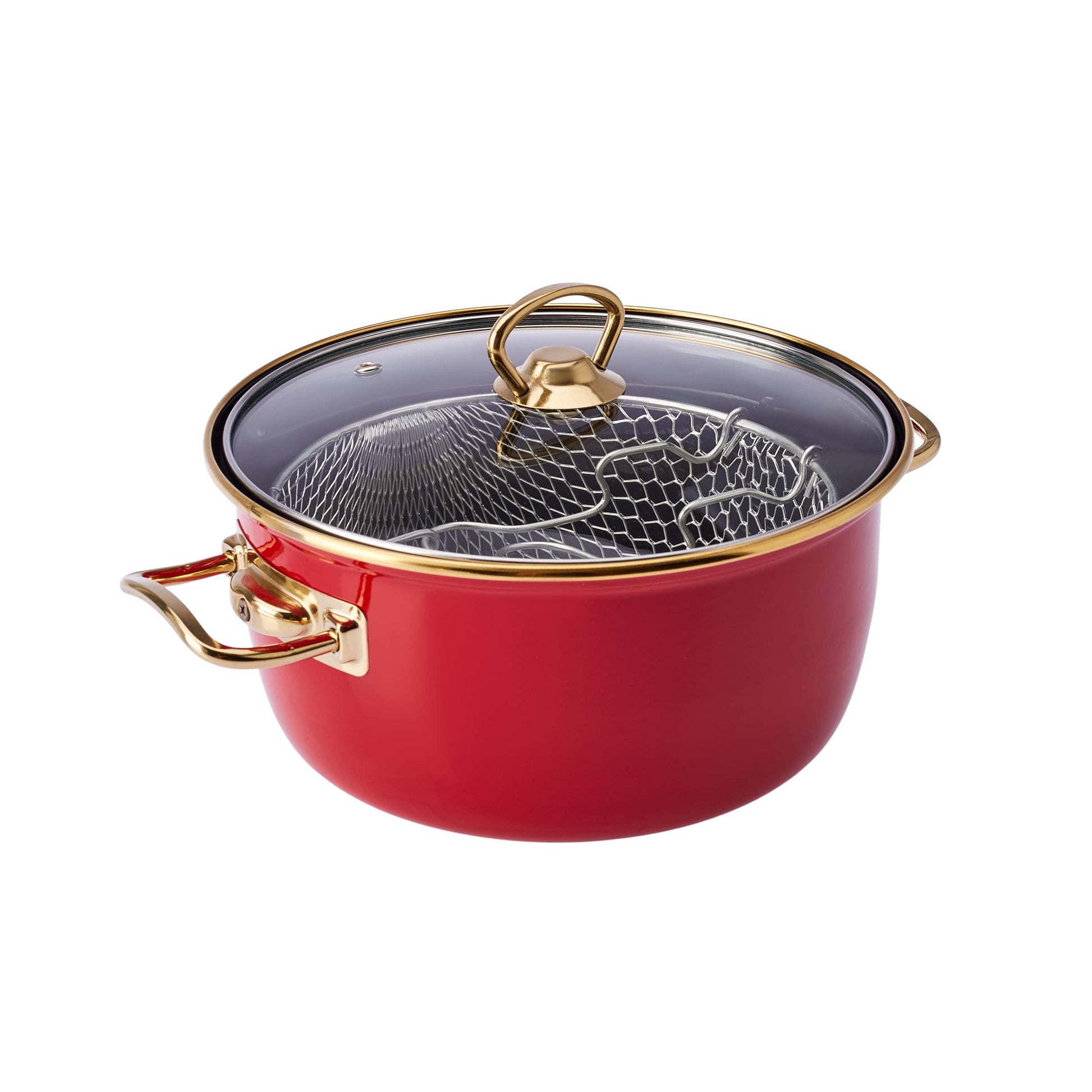 Karaca Retro cepšanas panna - sarkana ar zelta apdari, higiēniska virsma, neuztur smakas, krāsu noturīga.