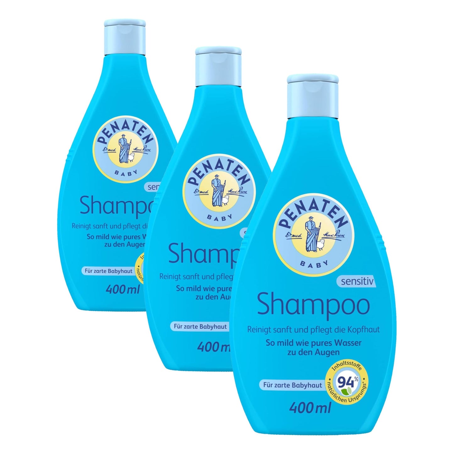 Bērnu šampūns PENATEN Shampoo, 400 ml, īpaši maigs, mīkstiem un viegli ķemmējamiem matiem, bez asarām, 3 iepakojumu komplekts