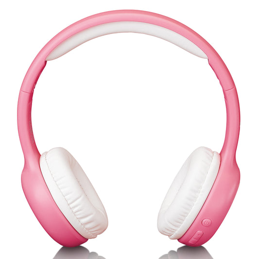 Lenco HPB-110 bērnu Bluetooth austiņas - Bluetooth 5.0, 85db, 250mAh, salokāmas, rozā ar uzlīmēm.