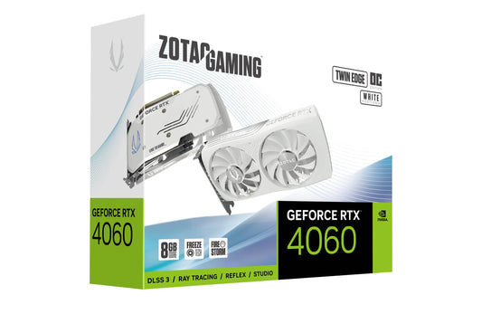 Zotac Gaming GeForce RTX 4060 Twin Edge OC White Edition - Dual-fan cooling, 8GB GDDR6 memory, optimized for gaming performance.
