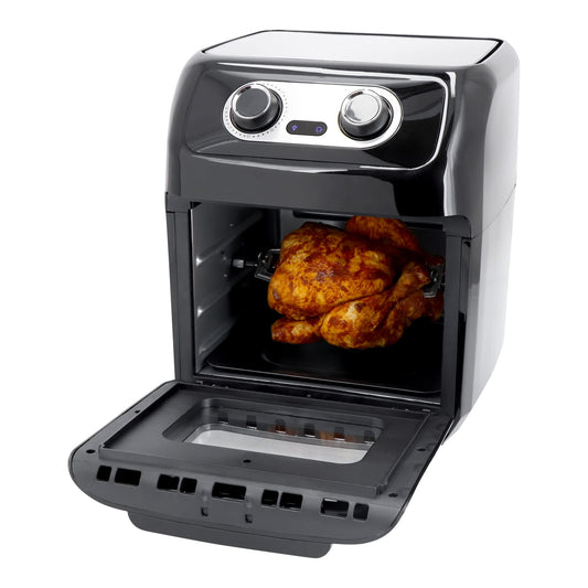 Vienkārši Perfecto karstā gaisa fritēšanas ierīce XXL 12L - 200°C, 12 programmas, 1800W, rotējošs grils, bez eļļas.