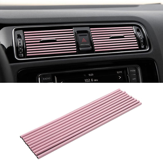 YUTOU 10 gab. auto ventilācijas atveru dekoratīvās sloksnes, salona dekoratīvs aksesuārs, gaisa izplūdes apdares līste, klimata kontroles restes, rozā