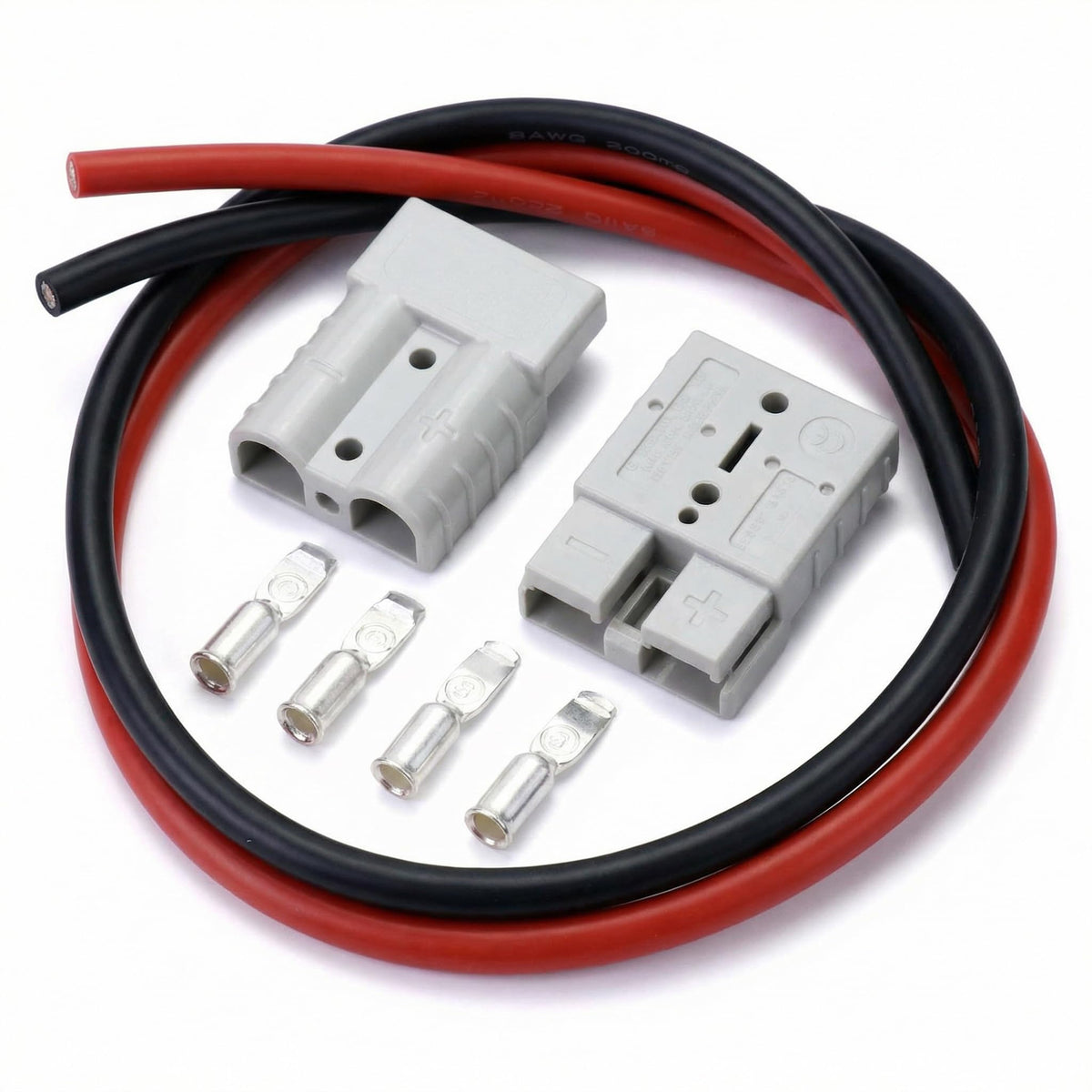 Akumulatora ātrā savienojuma spraudnis QWORK® 2 gab. 50A ar 8AWG elektrokabeli (60cm sarkans/melns) auto motociklam laivai