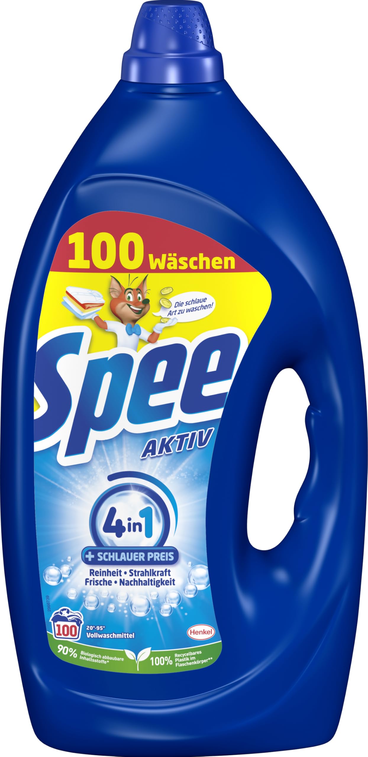 Veļas mazgāšanas līdzeklis Spee Aktiv Gel Universal 4 + 1, šķidrs mazgāšanas līdzeklis, 100 mazgāšanas reizes, 4 + 1 formula, tīrība, spilgtums, svaigums un ilgtspēja, 20° - 95° C