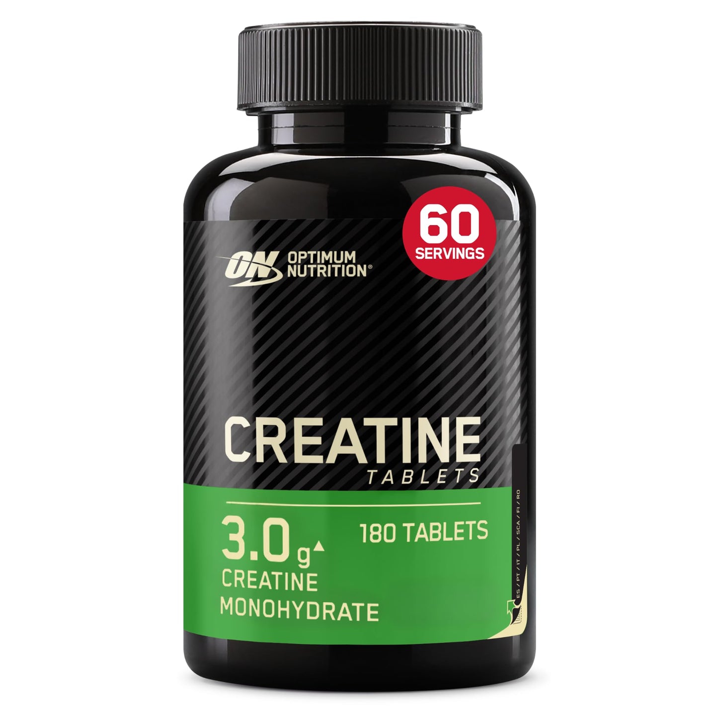 Kreatīna tabletes Optimum Nutrition – 3 g kreatīna monohidrāta porcijā, atbalsta veiktspēju augstas intensitātes treniņos – 60 porcijas (180 tabletes)
