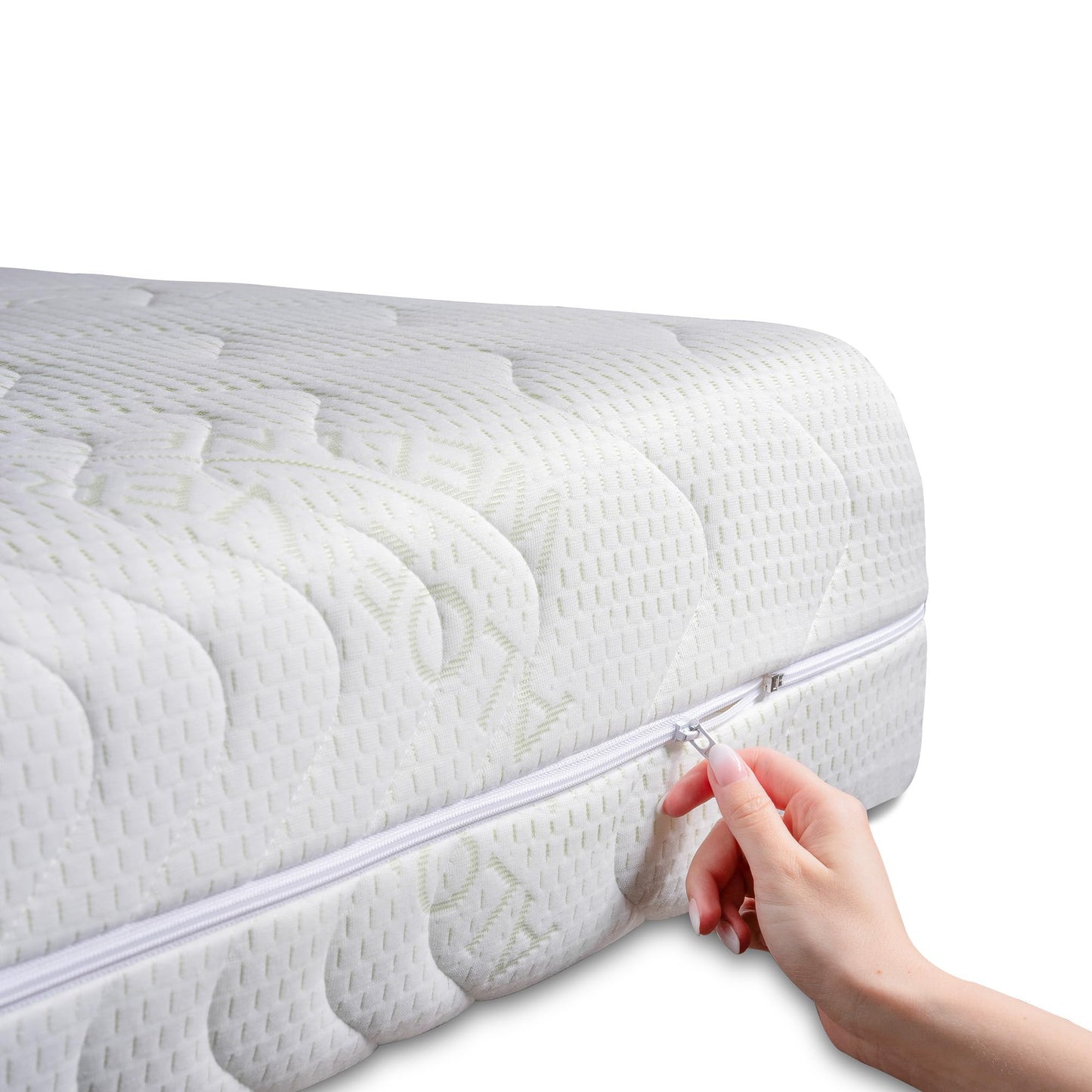 BONEX komforta matrača pārvalks 140×200 cm – Aloe Vera, dubultaudums, piemērots alerģiskiem, ādai draudzīgs un elpojošs, mazgājams līdz 60 °C, 16-18 cm augstums, premium matrača pārvalks