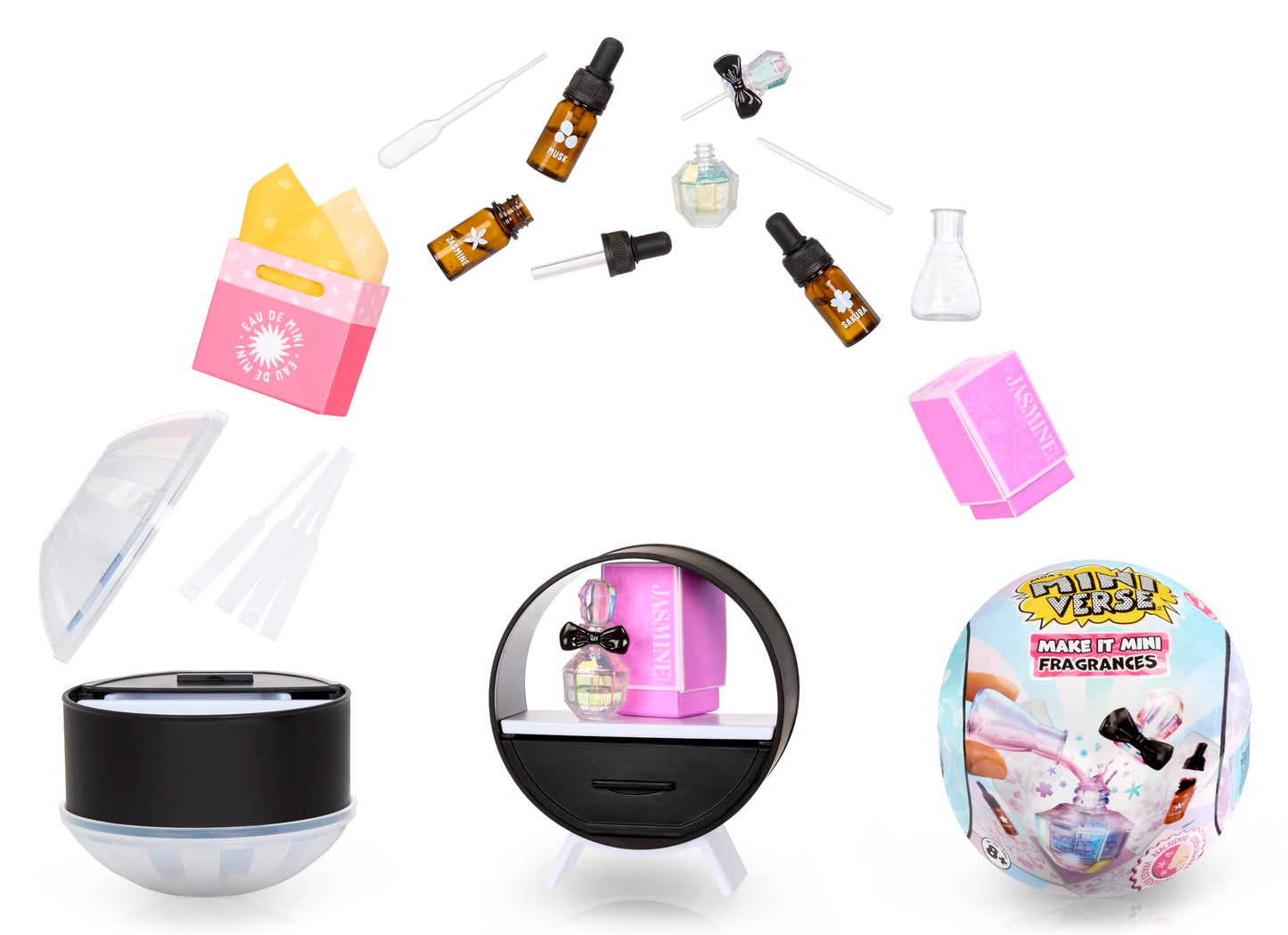 MGA's Miniverse Make It Mini smaržas, mini kolekcionējami priekšmeti, pārsteiguma blind box, parfīms, īsti kosmētikas produkti, DIY, radošs komplekts, kolekcionāriem, no 8 gadiem