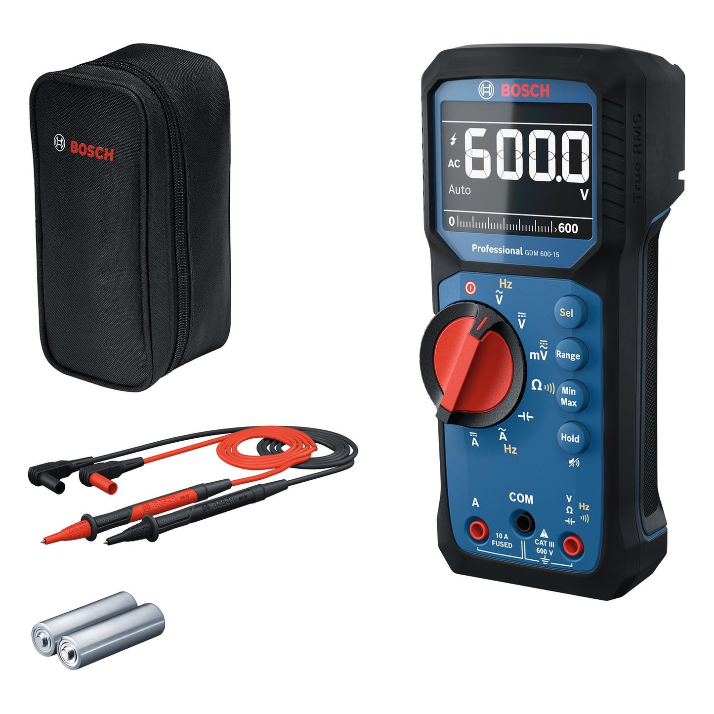 Bosch Professional digitālais multimetrs GDM 600-15 True RMS ar apgrieztu LCD frekvences nepārtrauktības pretestības kapacitātes mērīšanai