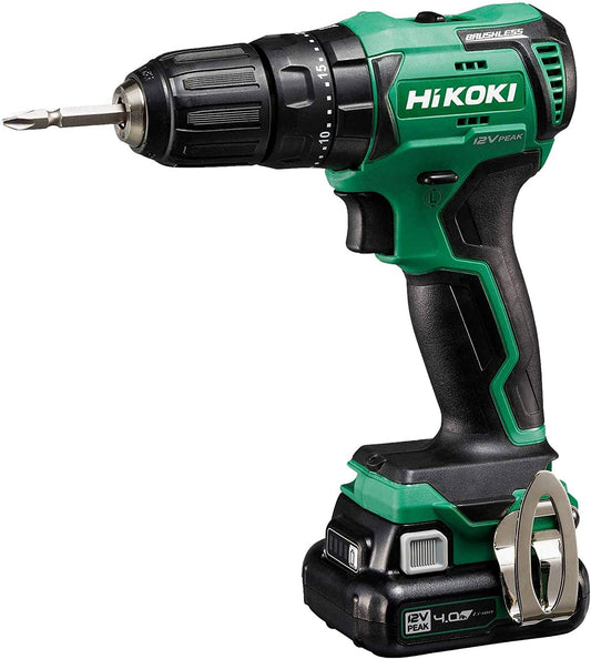 HiKOKI DV12DD akumulatora urbjmašīna - 12V, 38 Nm, 2 ātrumi, bezsuku motors, LED, 2 x 4,0 Ah akumulators un lādētājs iekļauts.