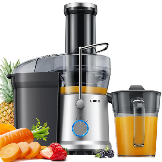 GDOR sulas spiede 1300W dārzeņu un augļu sulas spiede ar lielāku 81mm iepildīšanas caurumu veseliem augļiem un dārzeņiem 1250ml liels sulas trauks 3 ātrumi sulas spiedes mašīna viegli tīrāma sulas spiedes sudraba