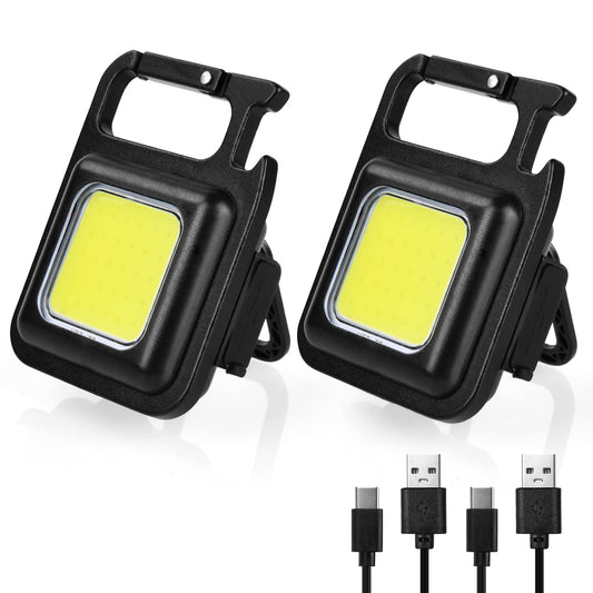 URAQT mini LED darba lampa, 2 gab. COB atslēgu piekariņa lukturis ar 4 režīmiem, 800 Lumen uzlādējama pārbaudes lampa ar pudeļu attaisāmo un magnētisku pamatni kempingam, auto remontam, pārgājieniem