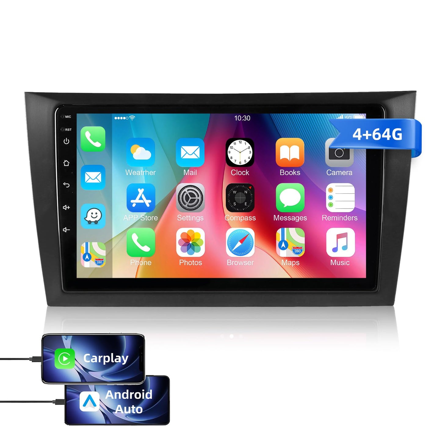 Android auto magnetola ESSGOO 4+64G Android 15 Volkswagen Golf 6 (2008–2012) ar bezvadu CarPlay un Android Auto