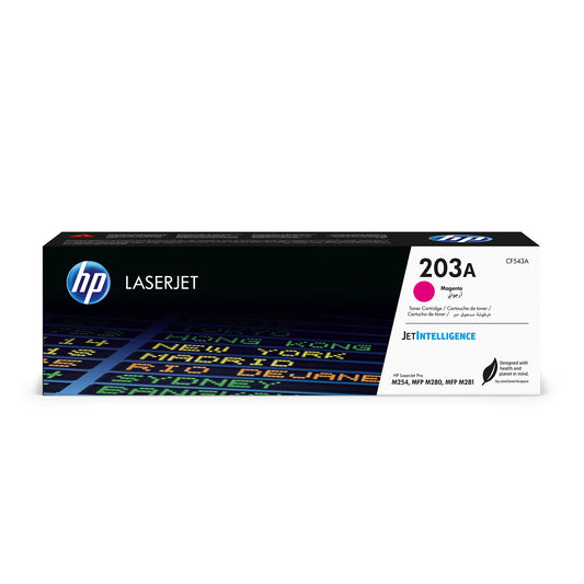 HP 203A Toner - Original magenta cartridge for HP LaserJet Pro M254, high-quality printing, vibrant color output.