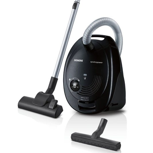 Siemens putekļsūcējs synchropower VS06B112A - higiēnas filtrs, grīdas uzgalis, spēcīga sūkšanas jauda, 700 W, melns