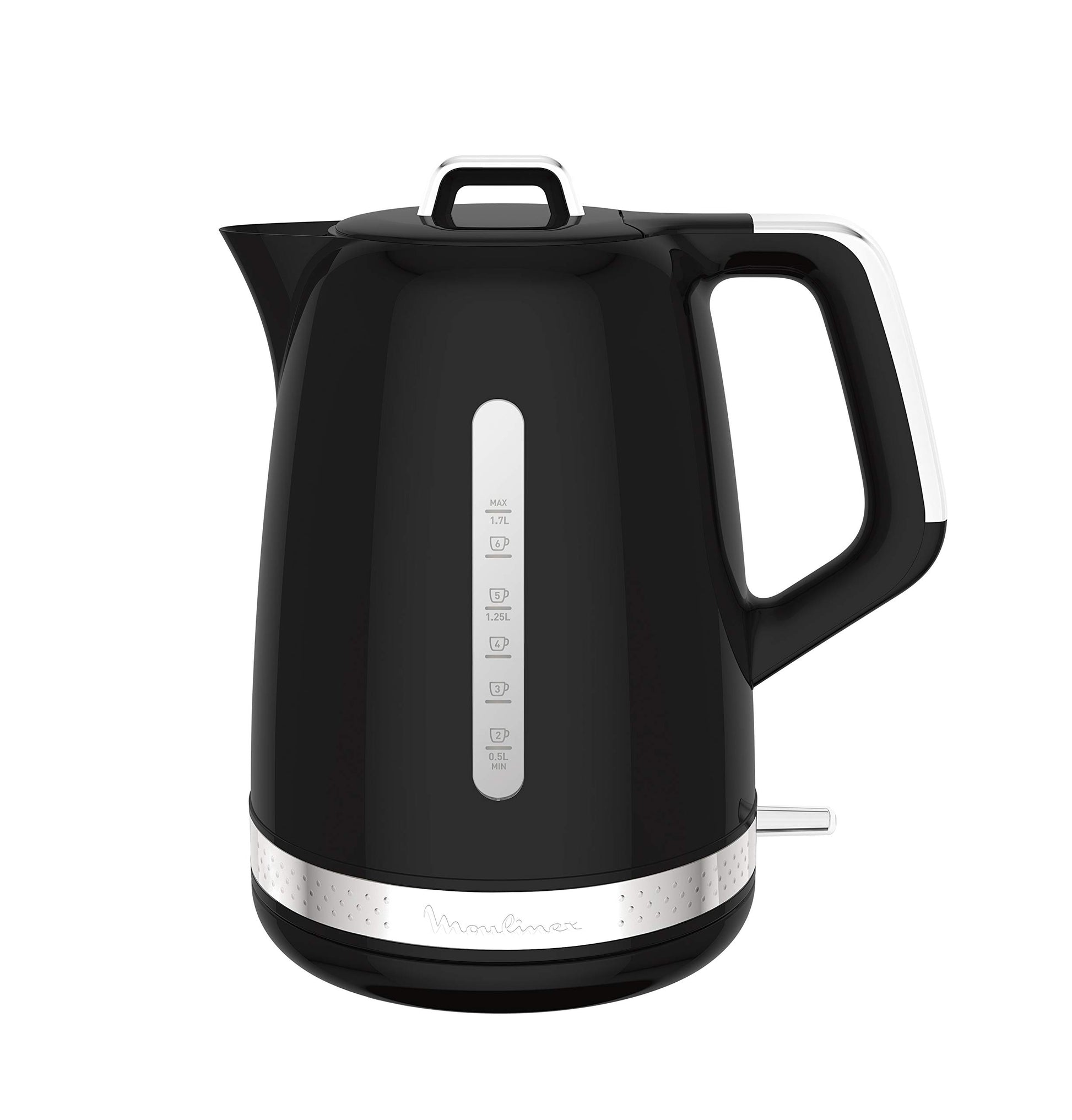 Moulinex Soleil BY320B tējkanna - 1.7L capacity, sleek black design, fast boiling, automatic shut-off.