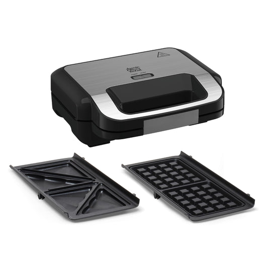 Tefal Jamie Oliver 2-in-1 sviestmaizes un vafļu kombinētais aparāts, ar nelipīgu pārklājumu, mazgājams trauku mazgājamajā mašīnā, darbības un temperatūras kontroles gaisma, vada uzglabāšana, nerūsējošais tērauds/melns, SW70J810