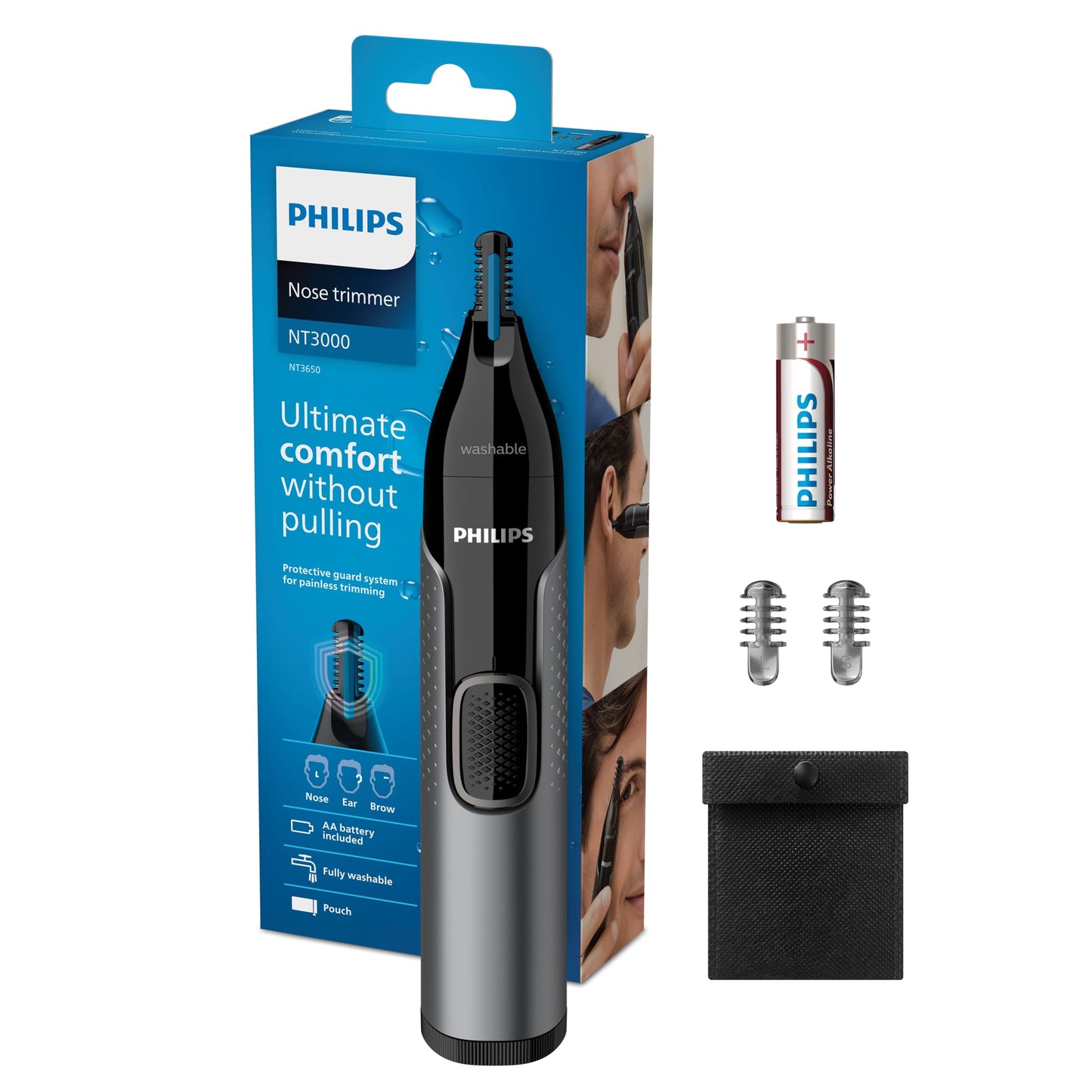 Philips deguna trimmeris Series 3000 deguna, auss un uzacu apgriešanas ierīce ar PrecisionTrim tehnoloģiju (modelis NT3650/16)