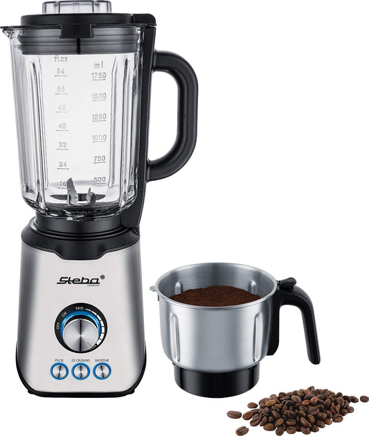 Steba MX 4 PLUS - 1200W motor, 1.75L glass bowl, 3 programs for smoothies, ice crushing, stainless steel blades.