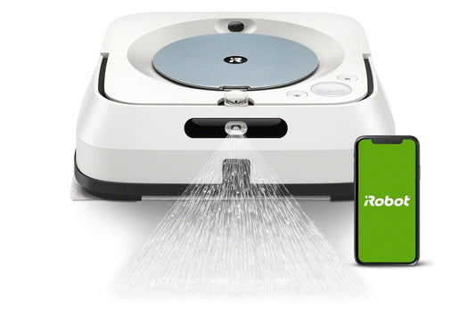 iRobot Braava Jet M6134 - Smart floor mopping robot with precision jet spray and compact design for efficient cleaning.