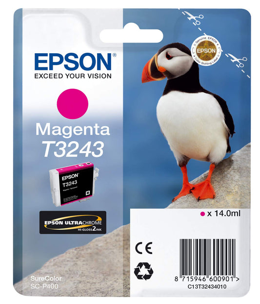 Epson C13T32434010 ink cartridge - Original T3243, magenta, high-quality printing, one size