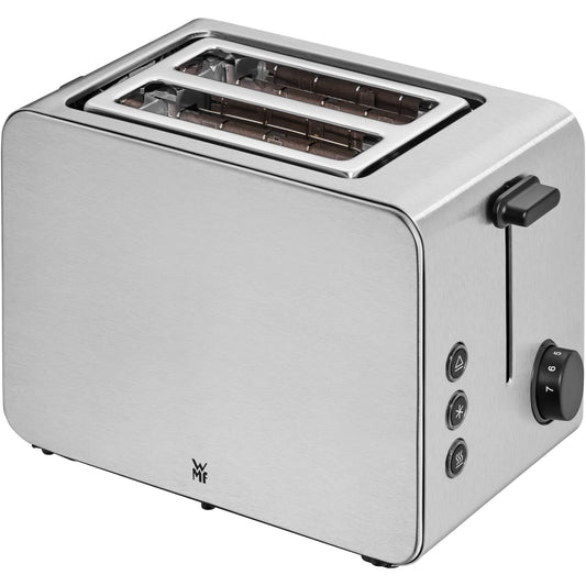 WMF Stelio tosteris 2 šķēles nerūsējošā tērauda, divu slotu tosteris ar maizes uzgaļu, bagelu funkcija, 7 brūnināšanas līmeņi, 900 W, matēts nerūsējošais tērauds.