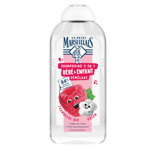 Bērnu šampūns Le Pe Marseillais 2-in-1, aveņu, bioloģiskā kokvilna, 300 ml
