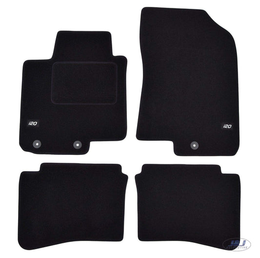 12. J&J AUTOMOTIVE | Velūra paklājiņi ar logo automašīnām, kas piemēroti I20 2015-2020, neslīdoša pamatne, pastiprināts pedāļu zonā