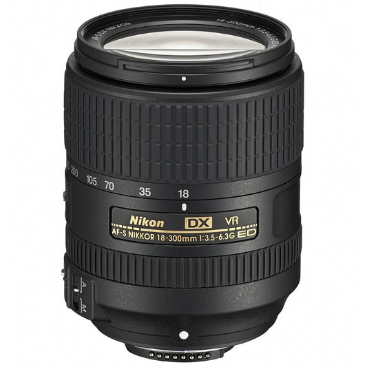 Nikon 2216 AF-S DX 18-300 mm 1:3,5-6,3G ED VR ceļojumu tālummaiņas objektīvs (iekļauts LC-67 priekšējais vāciņš un LF-4 aizmugurējais vāciņš, attēla stabilizācija) melns