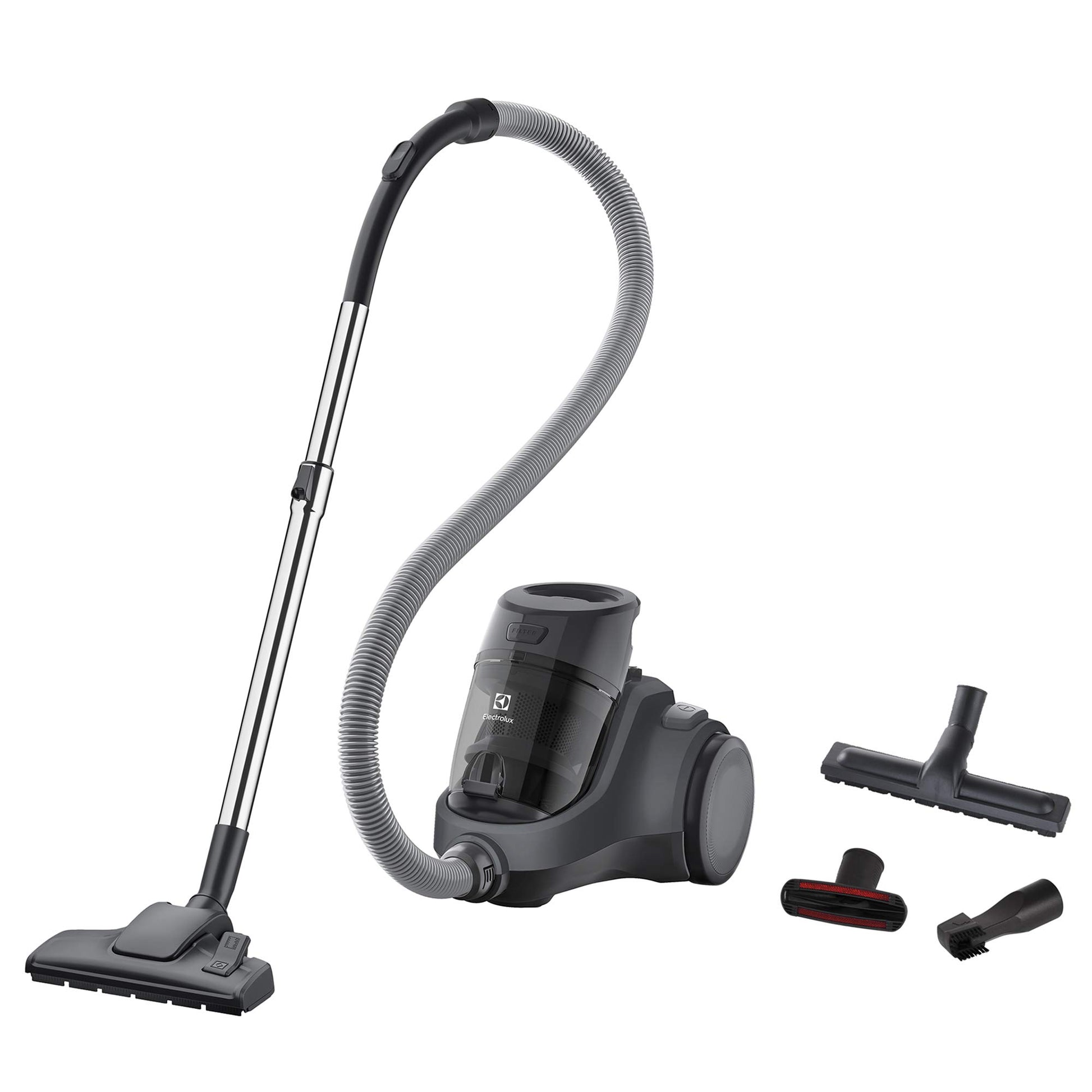 Electrolux EC41-4T 900 258 317 - Black metal Ease C4 cordless vacuum cleaner with powerful suction and sleek design.