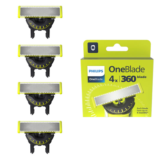 Philips OneBlade Original 360-as asmeņi, piemēroti visiem OneBlade un Pro modeļiem, oriģināls no Philips, 4 gab. iepakojums (modelis QP440/50)