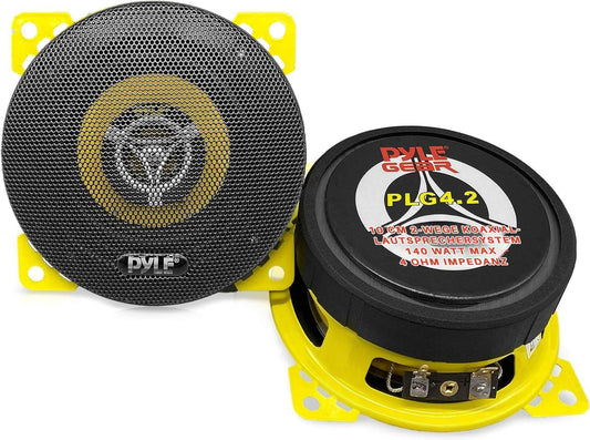 Pyle Auto divu ceļu skaļruņu sistēma Pro 10,16 cm 140 vati 4 Ohm vidējā augstskaļruņu komponentu audio skaņas koaksiālais skaļrunis automašīnas radio ar 0,57 kg magnētu, 4,7 cm iebūves dziļums, piemērots standartam