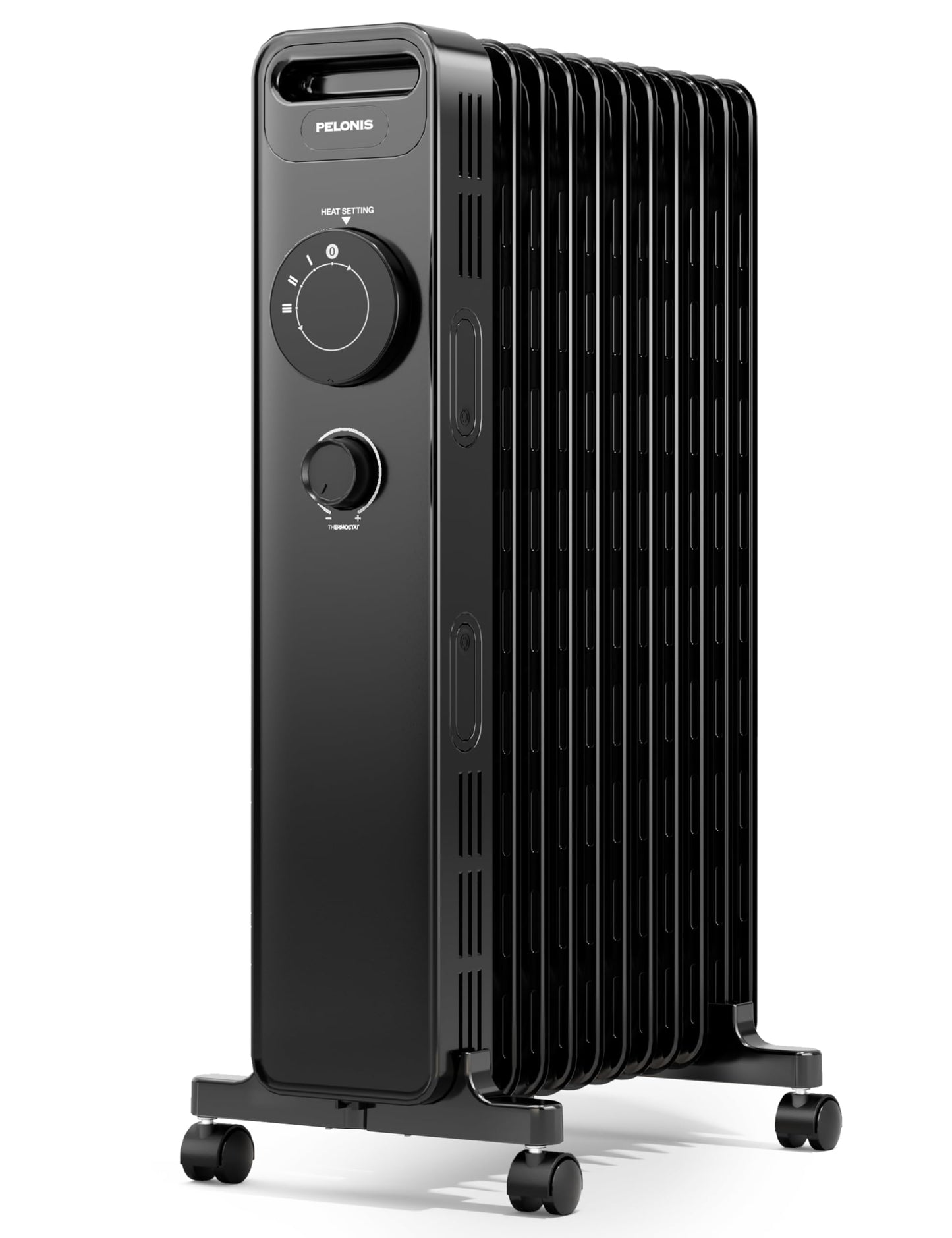 Eļļas radiators PELONIS 2300W ar J veida ribām, eļļas pildīts sildītājs ar 3 sildīšanas režīmiem un termostatu, kluss elektriskais sildītājs ar apgāšanās aizsardzību, energoefektīvs A klasei guļamistabai, viesistabai, birojam