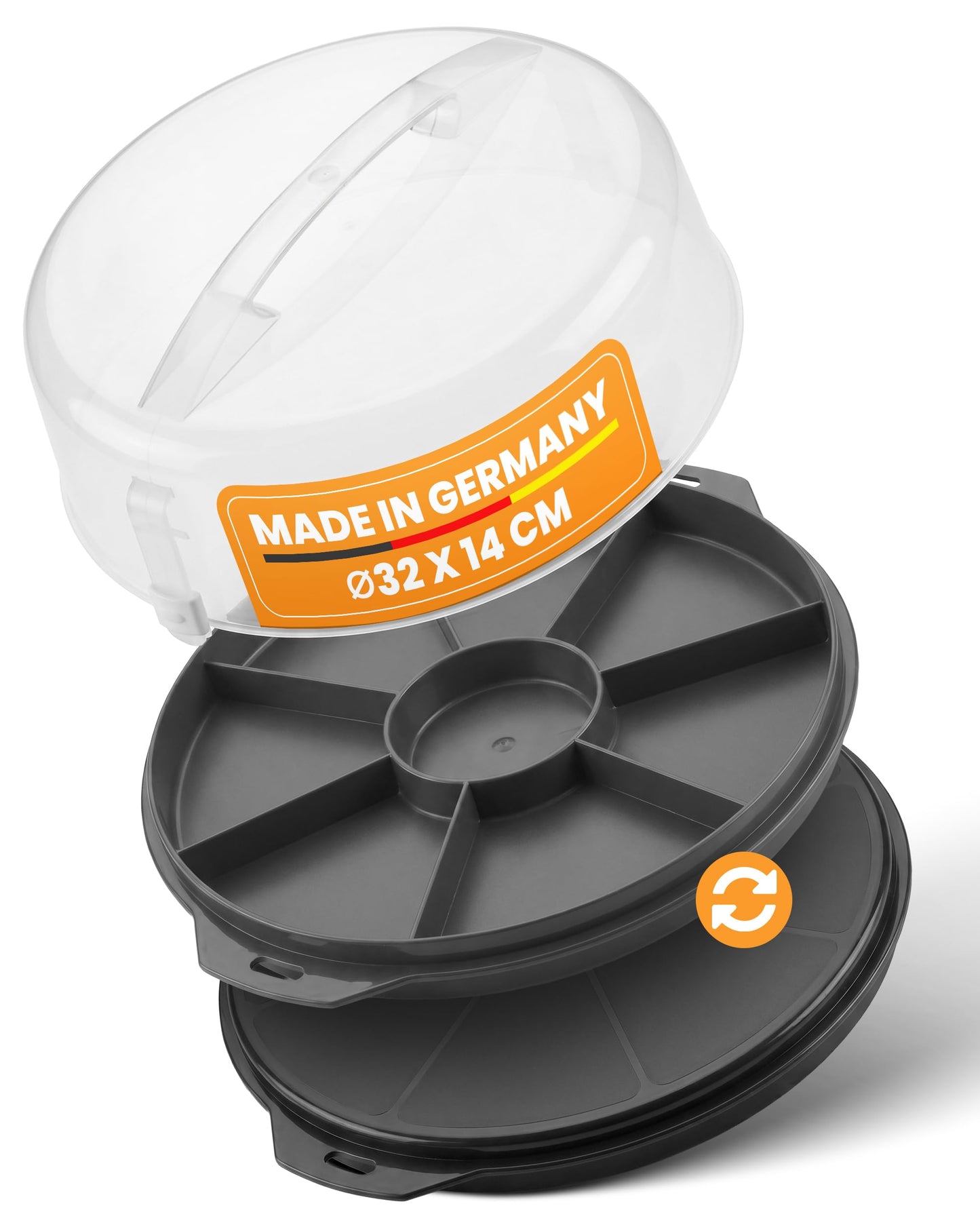 Kūku transportēšanas kaste EUROHOME Ø32 cm no plastmasas ar ērtu rokturi, 14 cm augsta, ar drošu klikšķa vāku