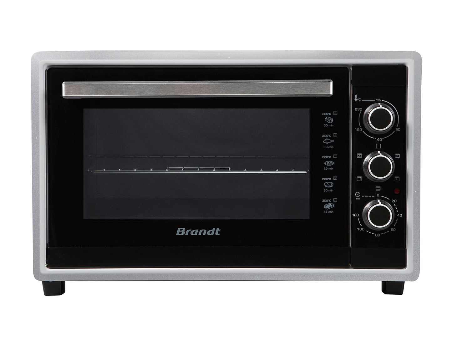 Brandt FC4200MS Mini-krāsns, 42 l, daudzfunkcionāla, 240 °C, 5 gatavošanas pozīcijas, divkārša stikla durvis, piederumi: cepamais paplāte, grils, ēdienu satveršanas knaibles, rotējošs grils, 1800 W, sudraba krāsā